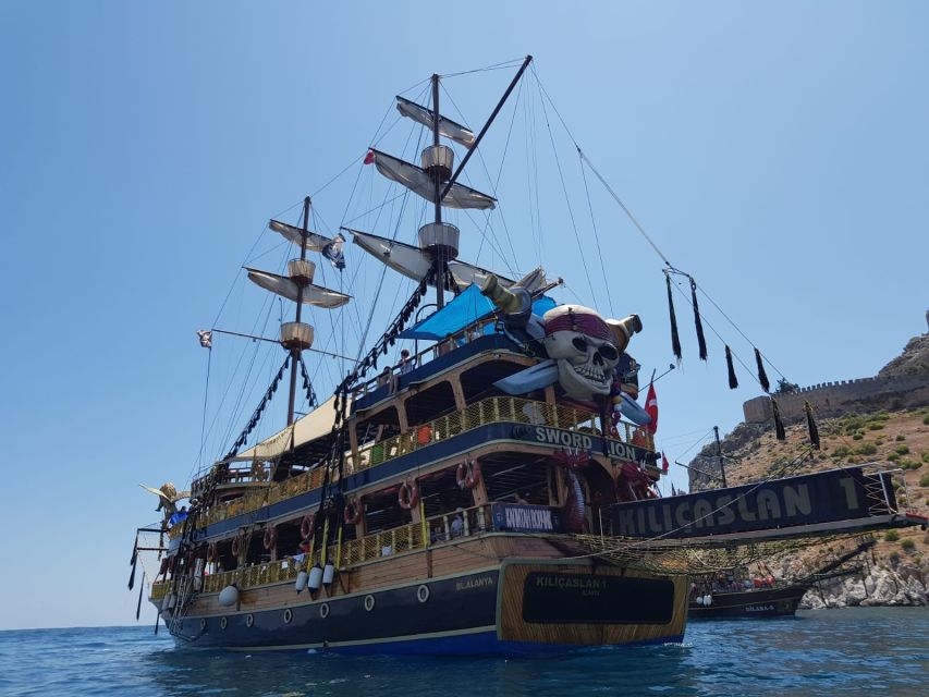 Alanya: Pirate Boat Tour w/ BBQ & Foam Party - Red Tower, Old Shipyard, and Alanya Castle from the water