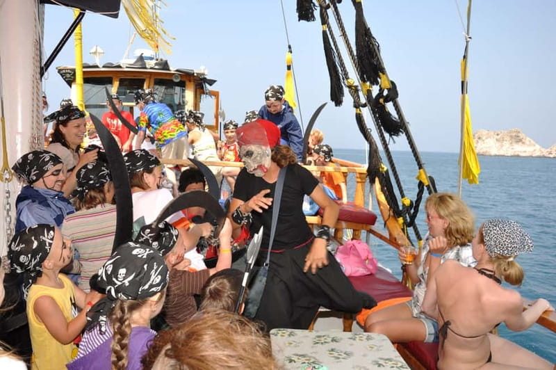 Alanya: Pirate Boat Trip with Meal, Drinks and Pickup Option - First swim stop and the open Mediterranean