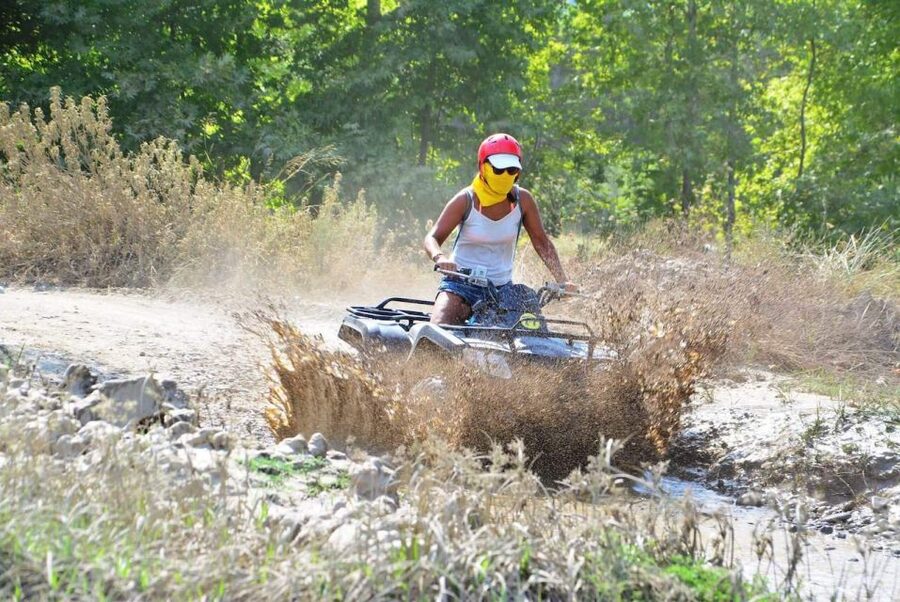Alanya: Quad Bike Safari - Following the guide through forest, hills, and streams
