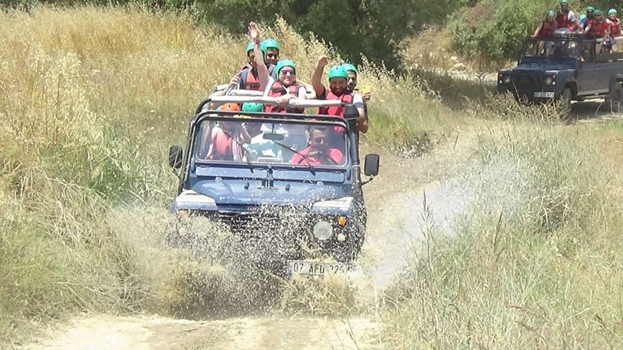 Antalya: Rafting Jeep Buggy&Quad Safari zipline canyon visit - Ziplining above the canyon