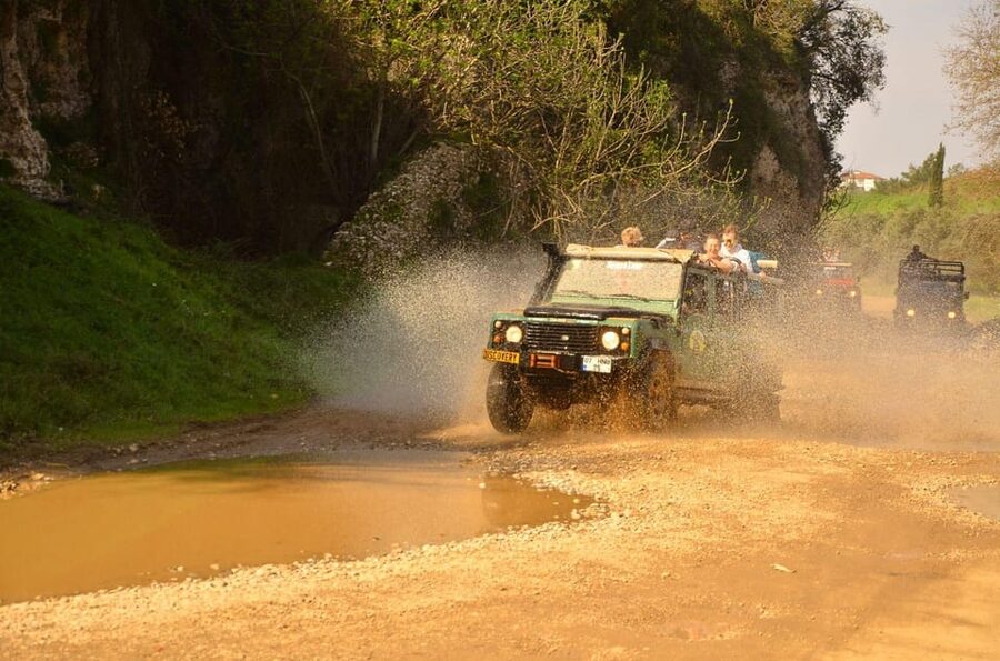 City of Side: Jeep Safari & Green Lake Boat Trip with Lunch - Water fights, music and the party side of the tour