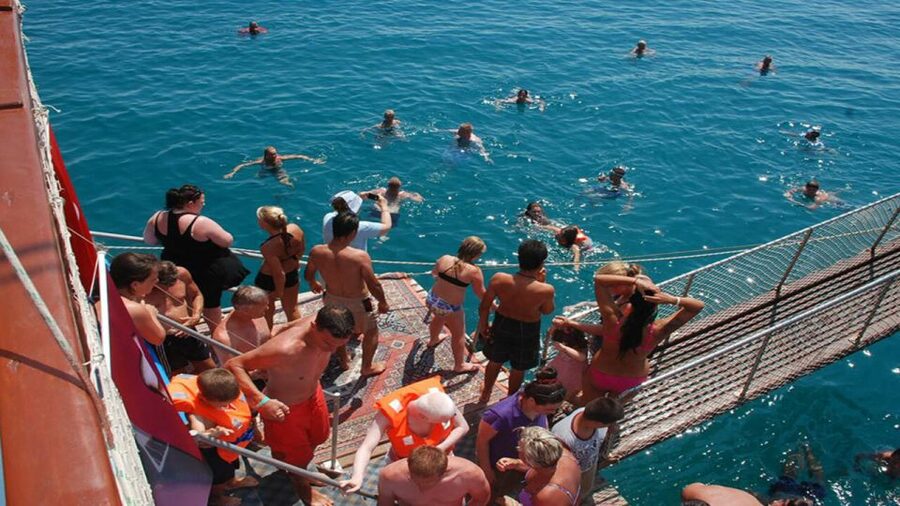 City of Side: Side & Caretta Bay Boat Trip w/ Lunch & Drinks - The foam party changes the mood
