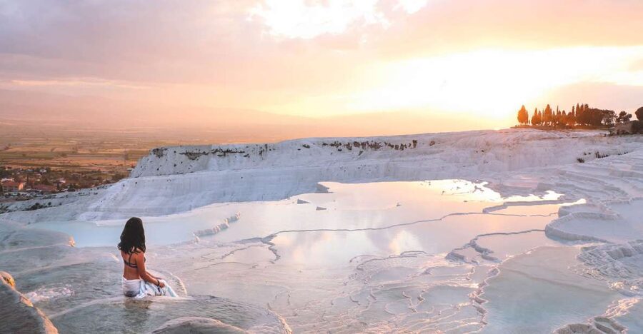From Marmaris: Pamukkale Evening Tour with Transfer & Dinner - Cotton Castle after the crowds thin