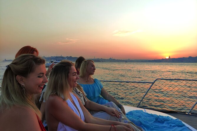 Istanbul Bosphorus Sunset Cruise with Wine on a Luxury Yacht - European shore sights, from Galata Tower to Rumeli Fortress