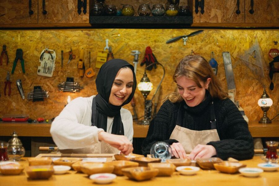 Istanbul:Original Turkish Mosaic Lamp Workshop w/ Snacks - Assembling and packing the finished lamp