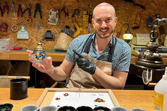 Istanbul Turkish Mosaic Lamp Workshop in Old Town - All Included - The hands-on lamp-making process
