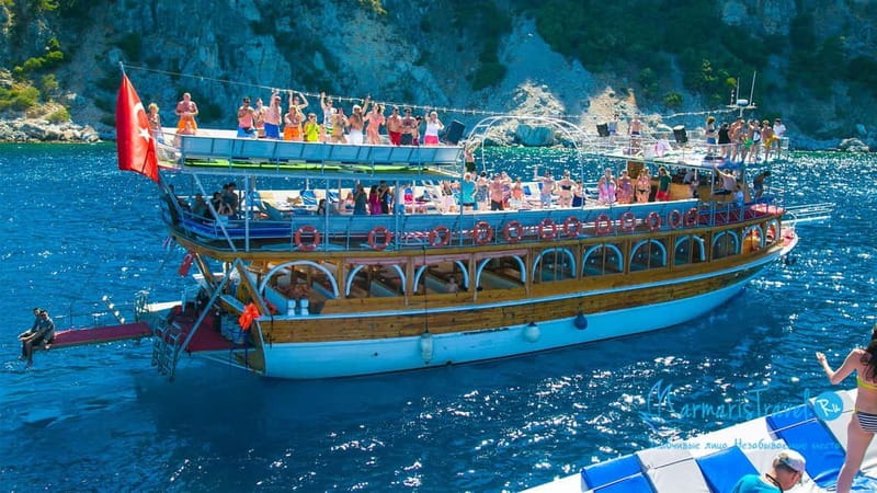 Marmaris: Boat Trip w/Lunch, ansfer & Unlimited Drinks - Swimming at Kumluk Bay and Amos Bay